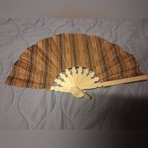 Brown and Tan Handheld Fan